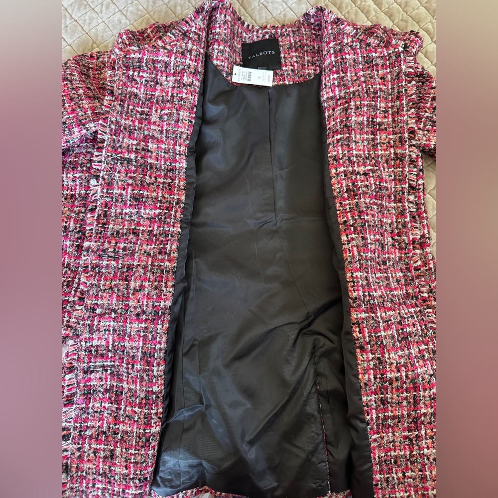 Talbots Tweed Jacket Skirt Set Pink Boucle Preppy Chic Size 6 NEW WITH TAGS - Picture 9 of 15